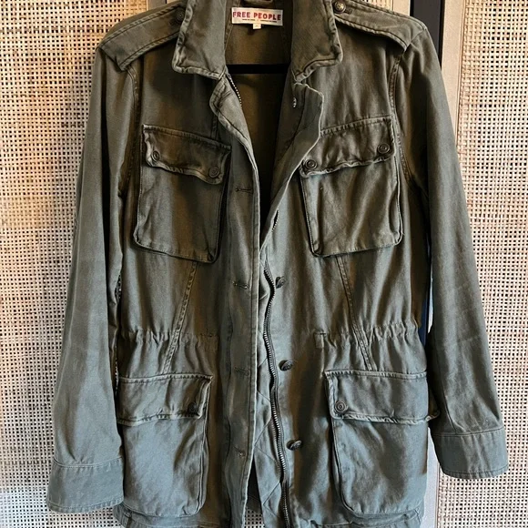 FREE PEOPLE Oversized, green military cargo jacket. Size M. - Picture 1 of 9